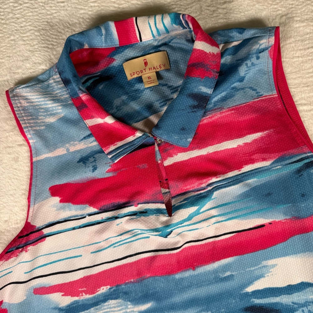 Sport Haley‎ Collar Polo Ladies XL Golf Sleeveless Stripes